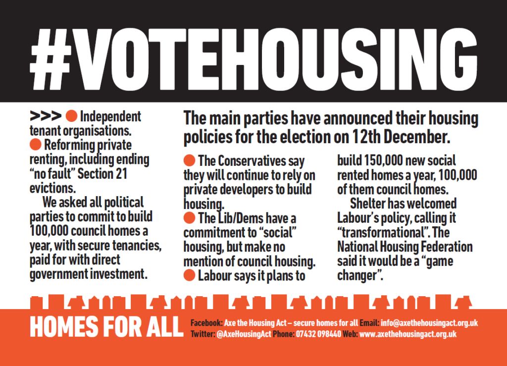 Vote Housing General Election 2019 HOMES FOR ALL